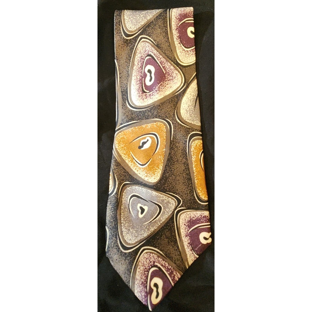Concerto Silk Tie Mens OS Multi Color Excellent Geometric Abstract Vintage 90s